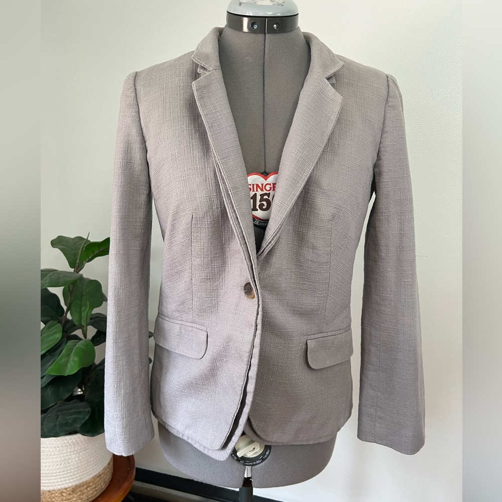 J. Crew Light Gray Single-Button Blazer - image 2